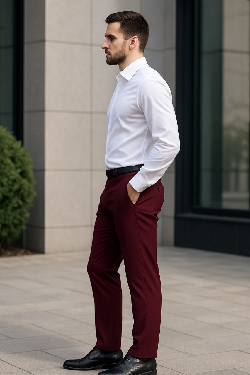 Maroon Regular Fit Pants