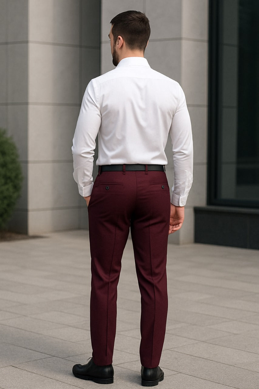 Maroon Regular Fit Pants